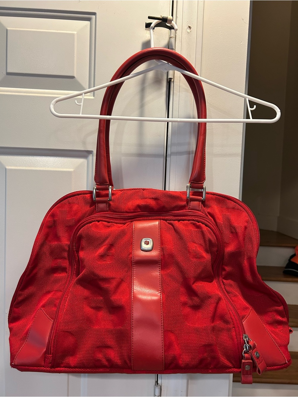 SwissGear Red Women's Tote Bag with Leather Trim